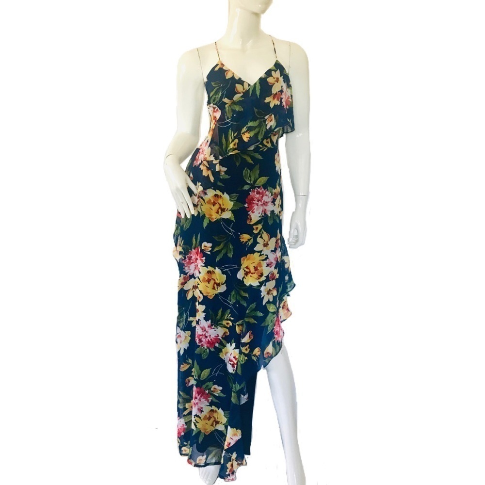Lulu's Navy Blue Floral High-Low Dress